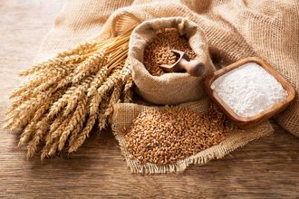 Dried wheat, wheat berries, flour